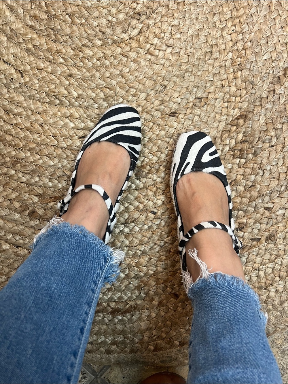 Zebra Print Mary Jane Flats - Black & White - Picture 8 of 9